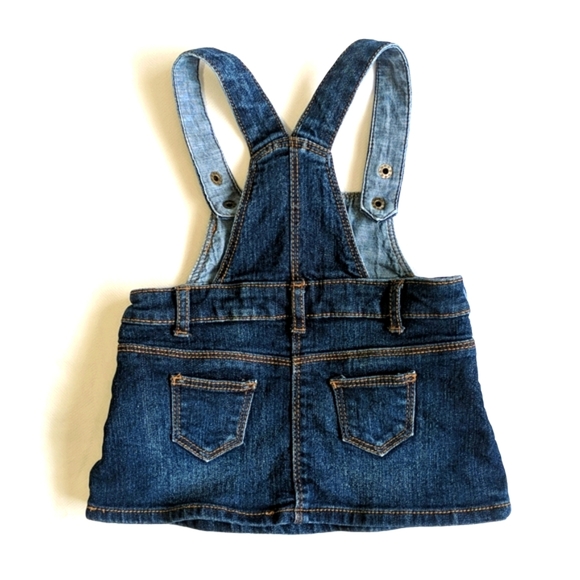 joe fresh dark wash denim jumper pinafore dress 6-12 months baby girl - Picture 5 of 5